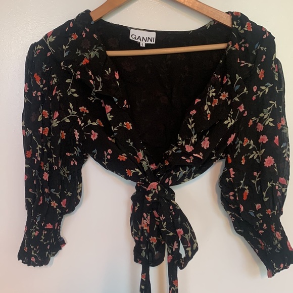 Ganni Georgette Wrap Top - Elm Floral - Picture 5 of 8